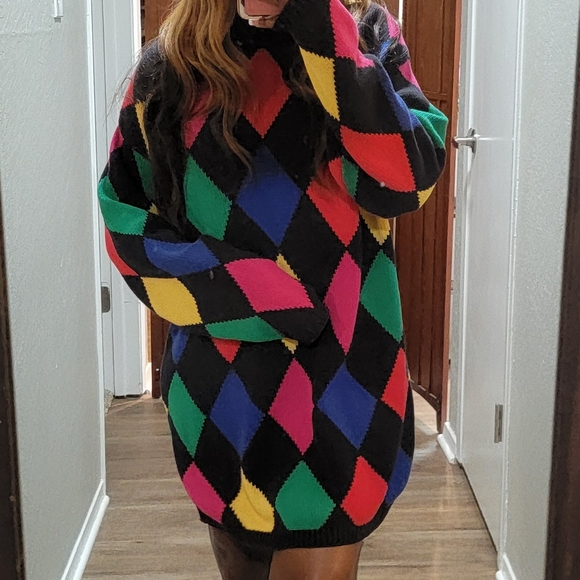 Vintage Sweaters - VTG| Vintage Multicolored Argyle Sweater